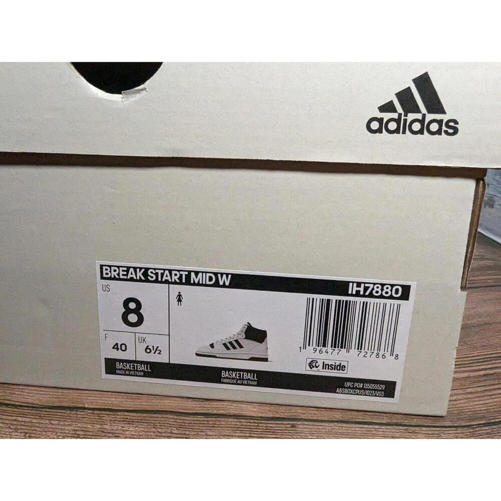 Womens Size 8 / Kids 7Y Adidas Break Start Mid White Black New IH7880 Shoes New - Picture 5 of 5